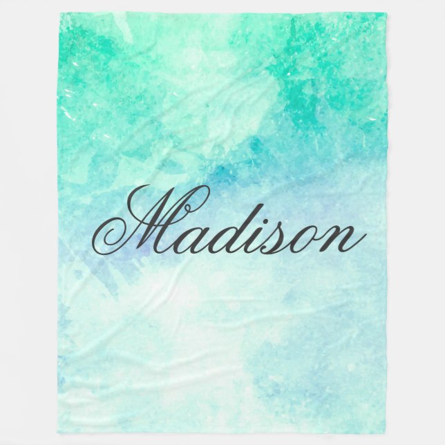 Cute Watercolor Fleece Blanket (Front)