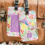 Cute Watercolor Floral Blooming Spring Monogram Luggage Tag<br><div class="desc">A beautiful luggage tag with a colourful,  hand made pattern of watercolor blooming flowers.</div>