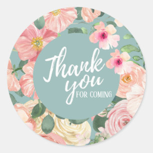 Cute watercolor floral boho chic Thank you Classic Round Sticker