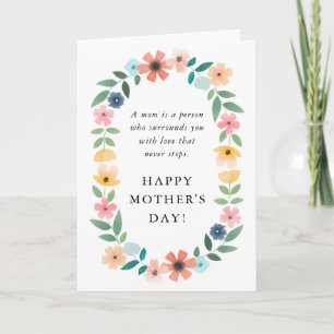 Cute Watercolor Floral Wreath Mother's Day Card