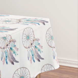 Cute Watercolor Flower Bohemian Dreamcatcher Decor Tablecloth