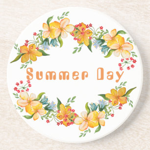 Cute watercolor flower design coaster