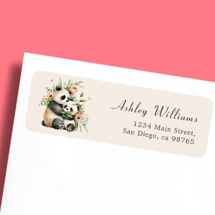  Cute Watercolor Flowers & Bears Return Address  Label
