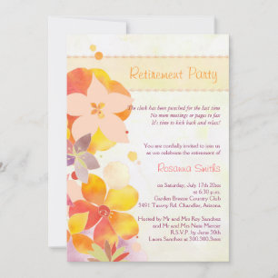Cute Watercolor Flowers Retirement Party Invitation