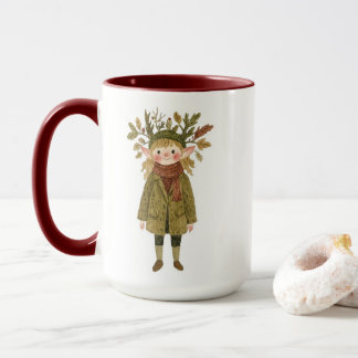 Cute Watercolor Forest Girl Fairy Two-Tone Coffe Mug