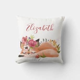 Cute watercolor fox baby cushion