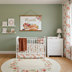 Cute watercolor fox baby   hanging tapestry