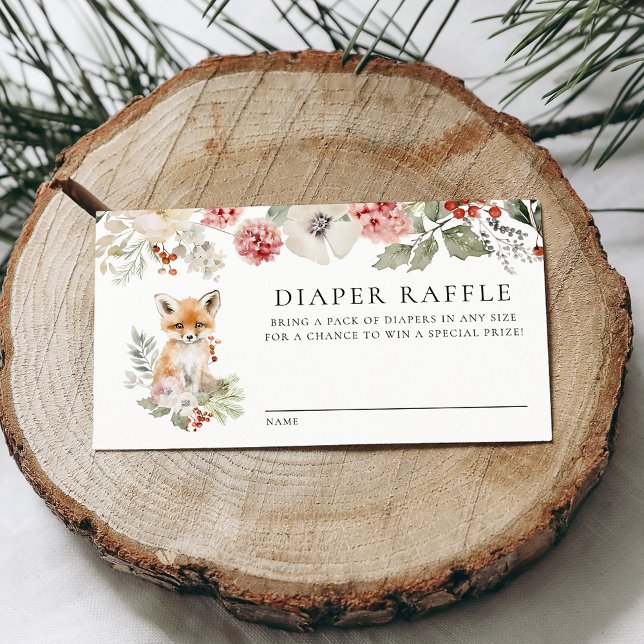 Cute Watercolor Fox Baby Shower Diaper Raffle Enclosure Card (Creator Uploaded)