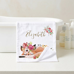 Cute watercolor fox baby wash cloth