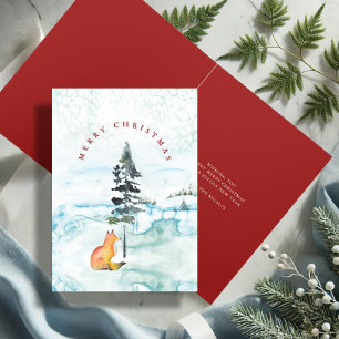 Cute Watercolor Fox Christmas Cards