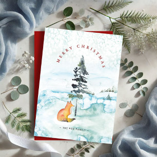 Cute Watercolor Fox Christmas Cards