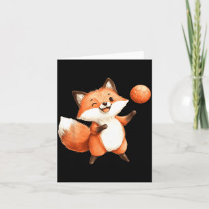 Cute Watercolor Fox Playing Soccer Ball Card