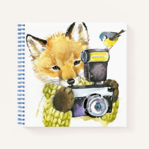 Cute Watercolor Fox Taking Pictures Notebook