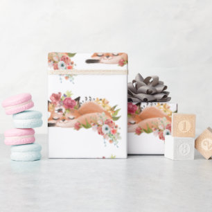 Cute watercolor fox  wrapping paper