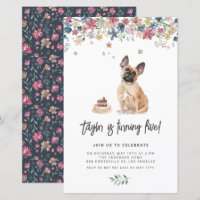 Cute Watercolor French Bulldog Birthday Invitation