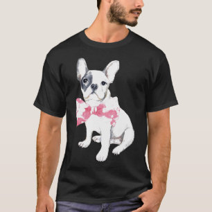Cute Watercolor French Bulldog Bowtie  Woman Girl T-Shirt