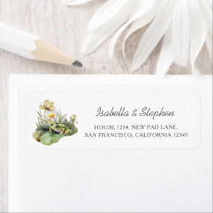Cute Watercolor Frogs Return Address Custom Name Label