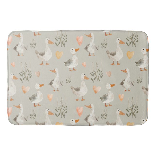 Cute Watercolor Geese Bath Mat (Front)