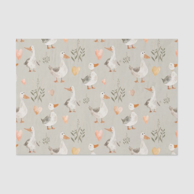 Cute Watercolor Geese Pattern Tissue Paper (Front)