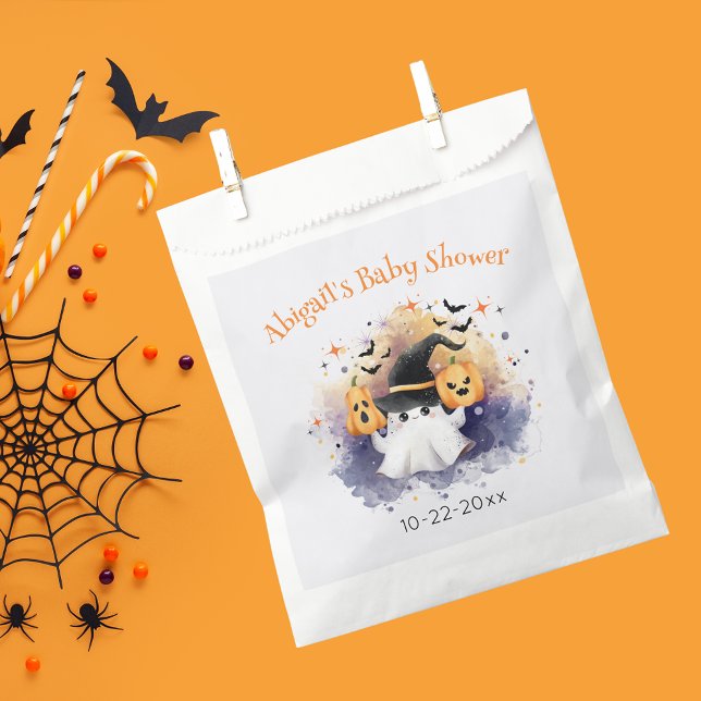 Cute Watercolor Ghost Baby Shower - pumpkin stars Favour Bag (Creator Uploaded)