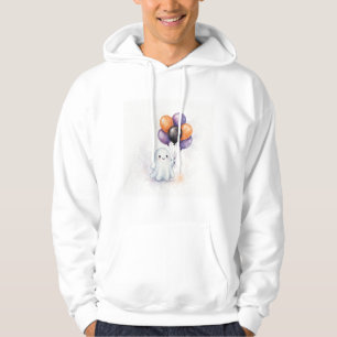 Cute Watercolor Ghost Balloons Halloween Hoodie