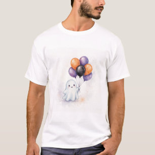 Cute Watercolor Ghost Balloons Halloween T-Shirt