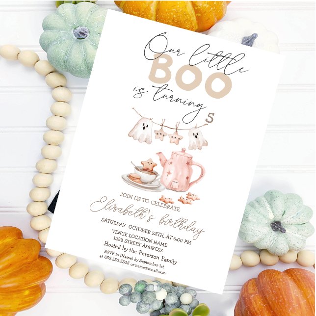Cute Watercolor Ghost Boo Halloween Birthday   Invitation (Creator Uploaded)