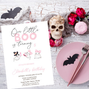 Cute Watercolor Ghost Halloween Birthday   Invitation