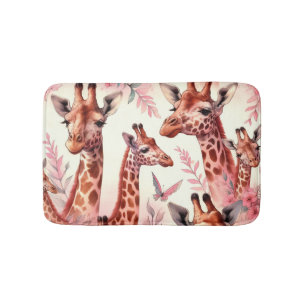 Cute Watercolor Giraffe  Bath Mat