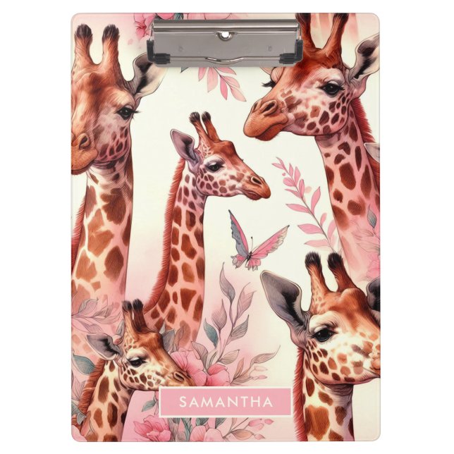 Cute Watercolor Giraffe  Clipboard (Front)