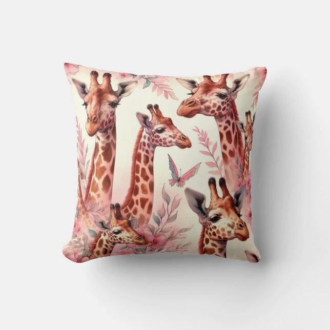 Cute Watercolor Giraffe  Cushion (Front)