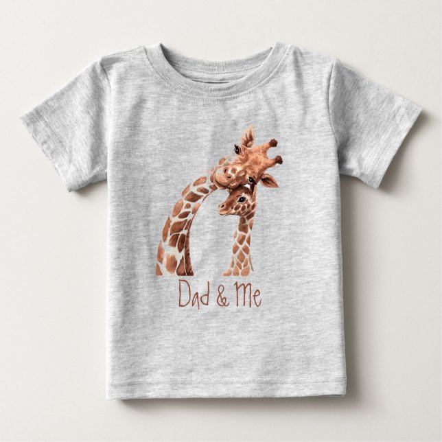 Cute Watercolor Giraffe Dad & Me Baby Bodysuit (Front)