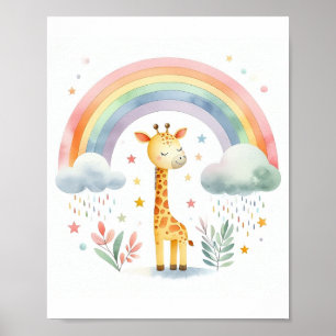 Cute Watercolor Giraffe Poster