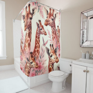Cute Watercolor Giraffe Shower Curtain