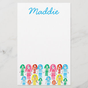 Cute watercolor girls funky fun stationery