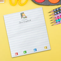 Cute Watercolor Gnome Teacher With ABCD Cubes