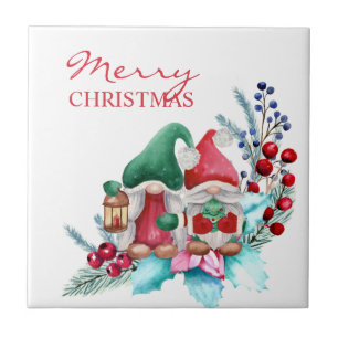 Cute Watercolor Gnomes  Ceramic Tile