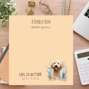 Cute Watercolor Goldendoodle Dog Notepad