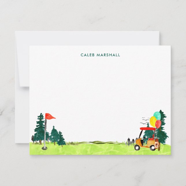 Cute Watercolor Golf Sports Golfing Little Pro Card (Front)