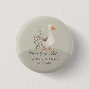 Cute Watercolor Goose Baby Shower Button