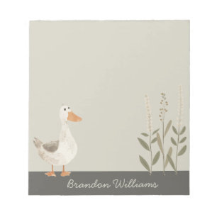 Cute Watercolor Goose Customisable Notepad