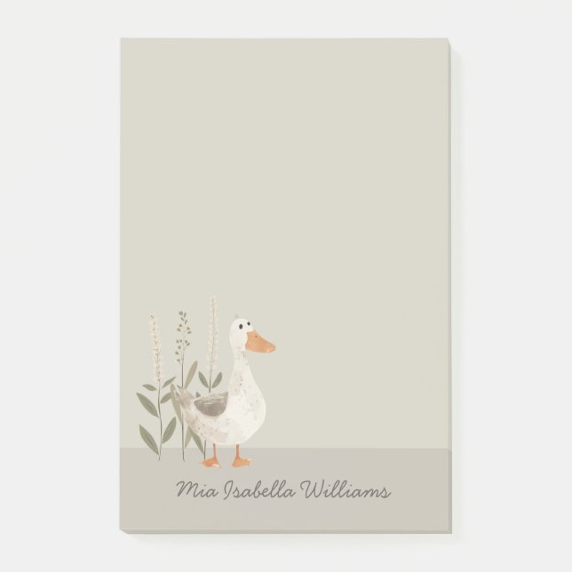 Cute Watercolor Goose Customisable  Post-it Notes (Front)