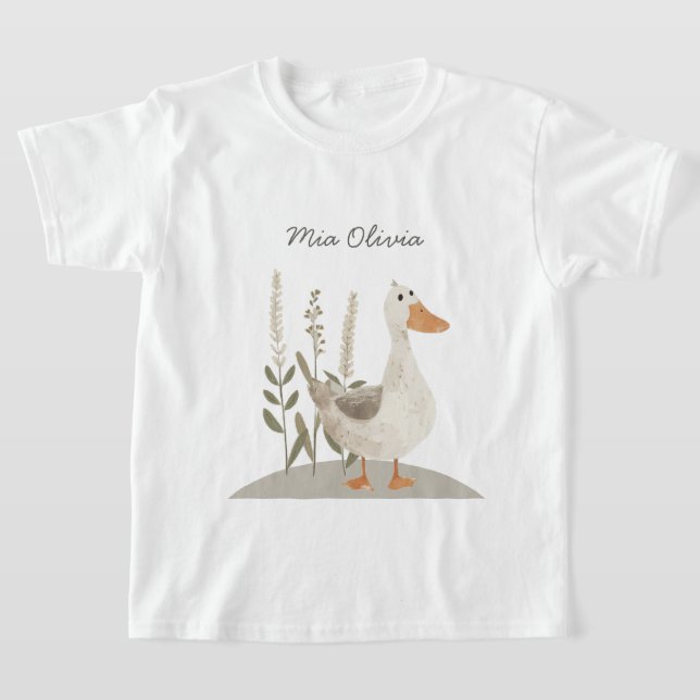Cute Watercolor Goose Kids T-Shirt (Laydown)