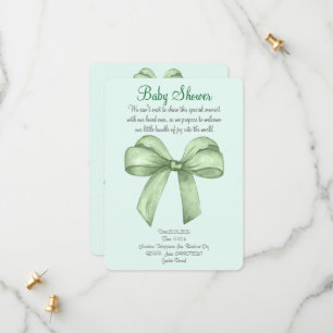 Cute watercolor green bow invitation