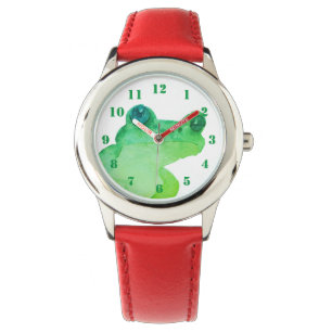 Cute Watercolor Green Frog Watch