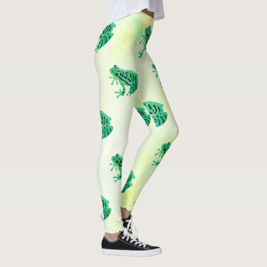 Cute Watercolor Green Tree Frogs Leggings