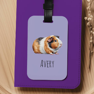 Cute Watercolor Guinea Pig Kids Luggage Tag