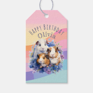 Cute Watercolor Guinea Pigs Personalised Birthday Gift Tags