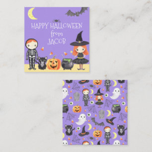 Cute Watercolor Halloween Costume Kids Gift Card