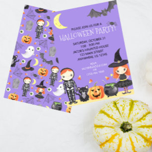 Cute Watercolor Halloween Costume Kids Invitation